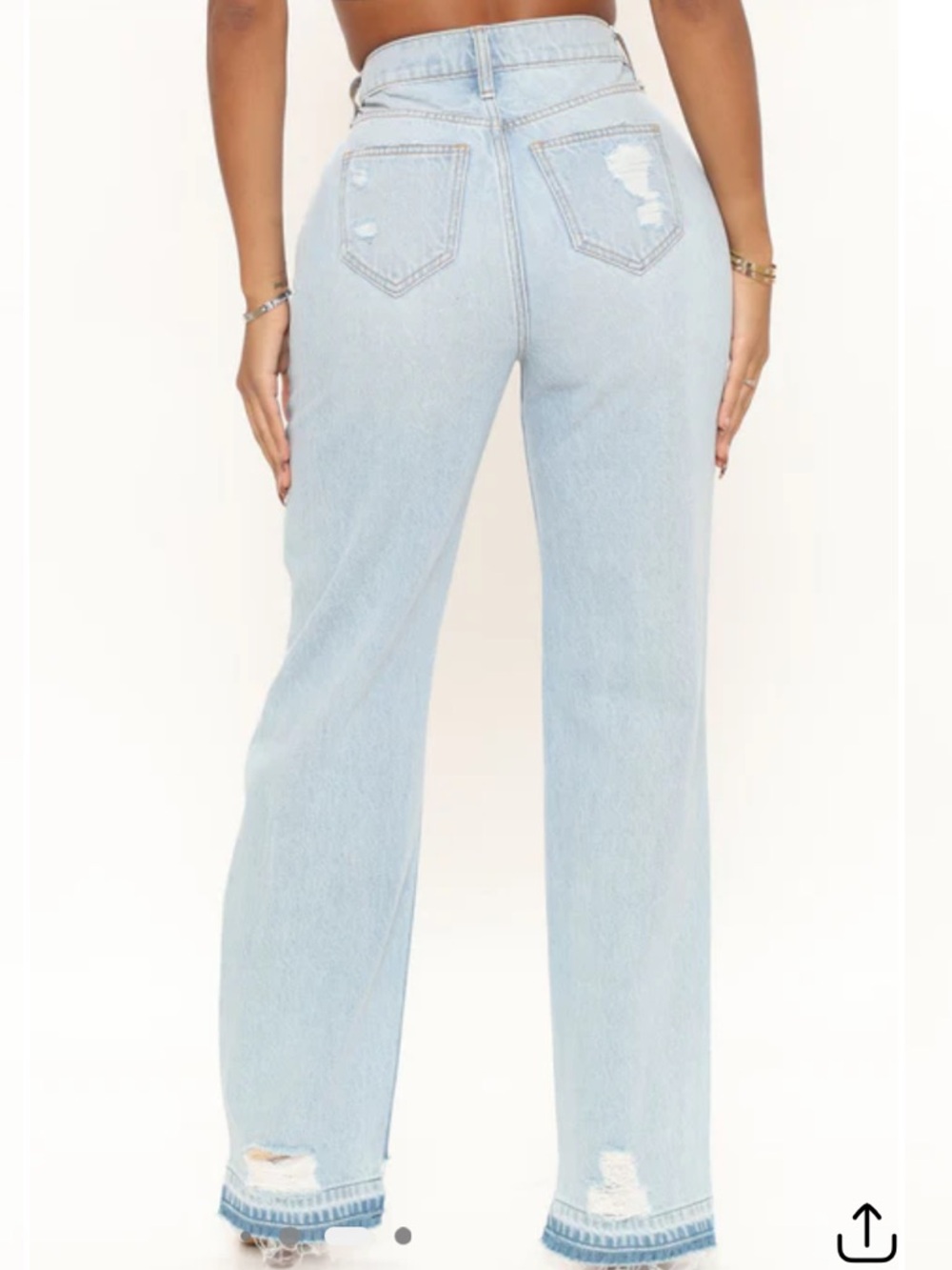 Amsterdam Ripped Straight Leg Jeans - Light Blue Wash - Picture 3 of 7